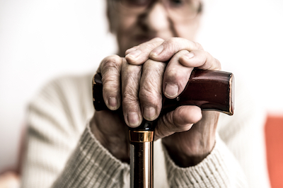 Old woman with cane